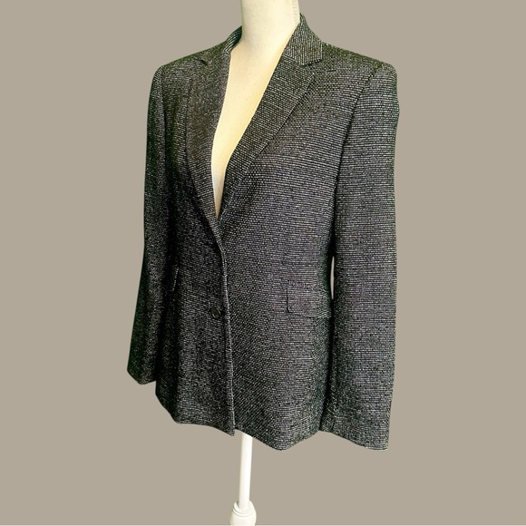 Alfani Black & White 100% Silk Tweed Button-Up Professional Work Blazer Size 8 - Picture 4 of 15